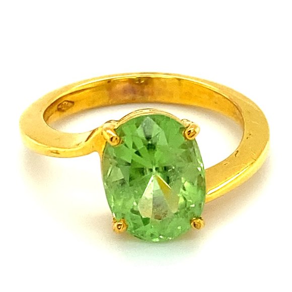 Peridot 3.44ct Solid 18K Yellow Gold Ring